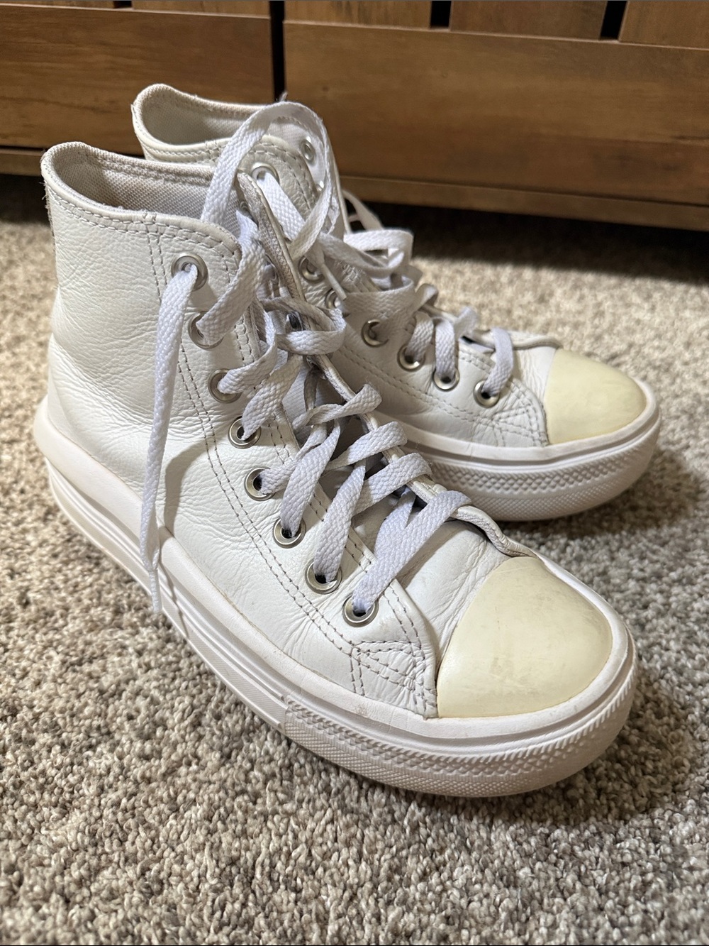 Converse White High-Top Leather Sneakers